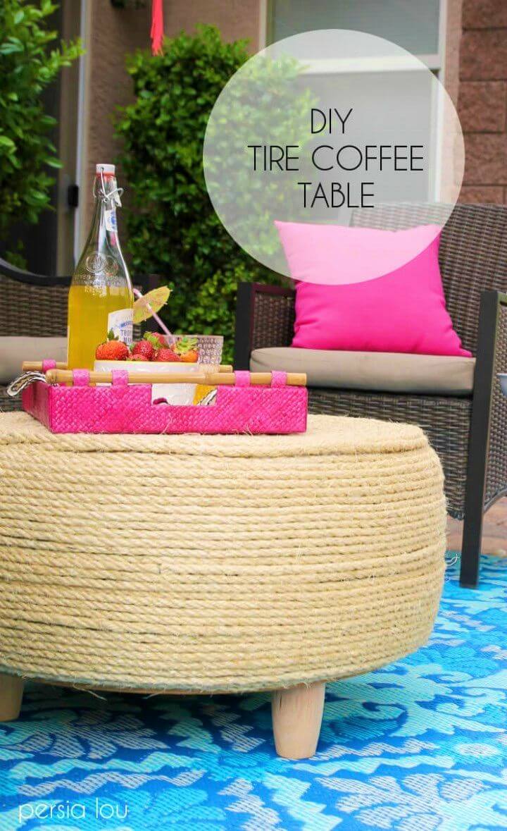 Easy DIY Recycled Tire Coffee Table 1