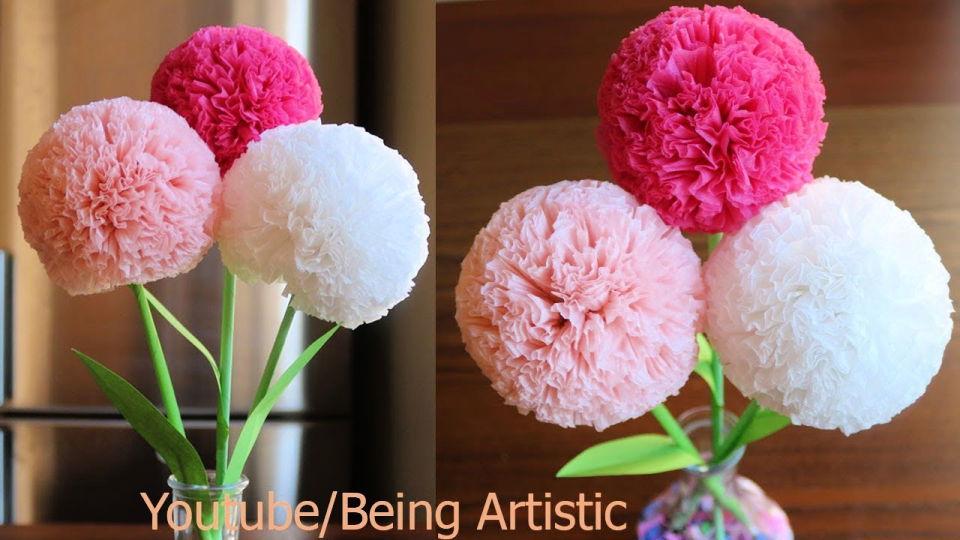 DIY Round Flower With Tissue Paper 